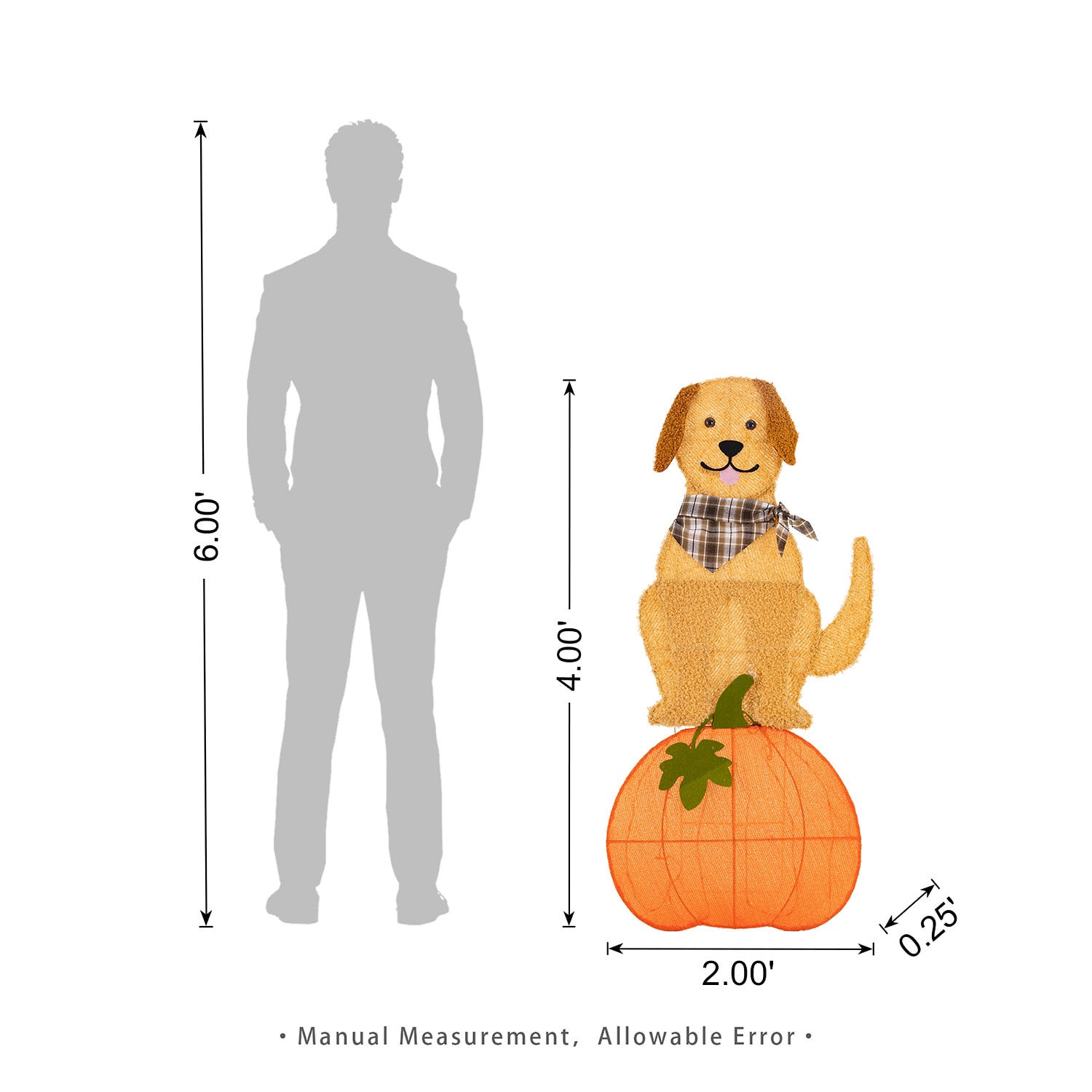 Glitzhome 47" Labrador On Pumpkin Thanksgiving Yard Art