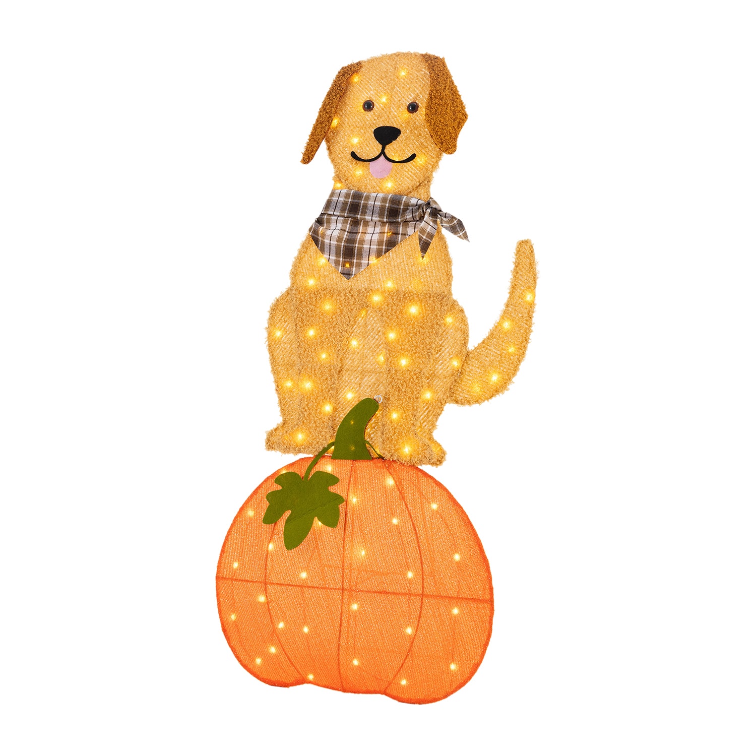 Glitzhome 47" Labrador On Pumpkin Thanksgiving Yard Art
