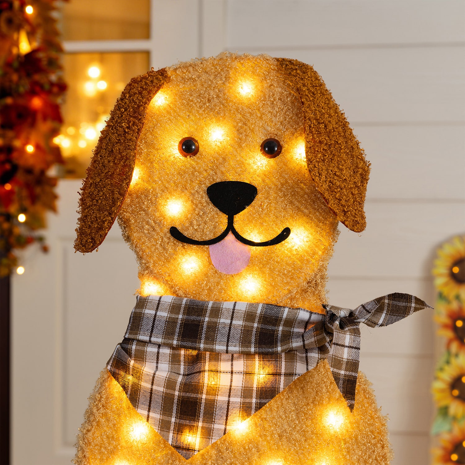 Glitzhome 47" Labrador On Pumpkin Thanksgiving Yard Art