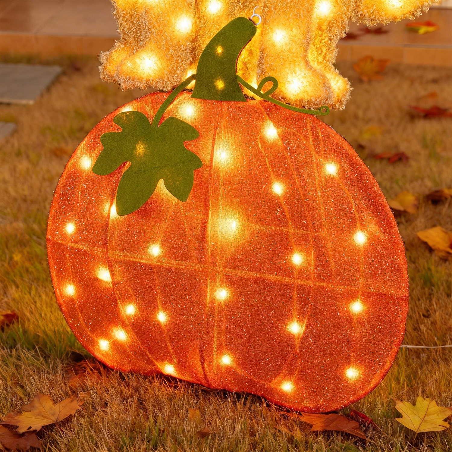 Glitzhome 47" Labrador On Pumpkin Thanksgiving Yard Art