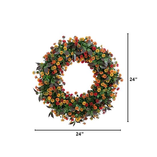 Nearly Natural 24" Mum Wreath