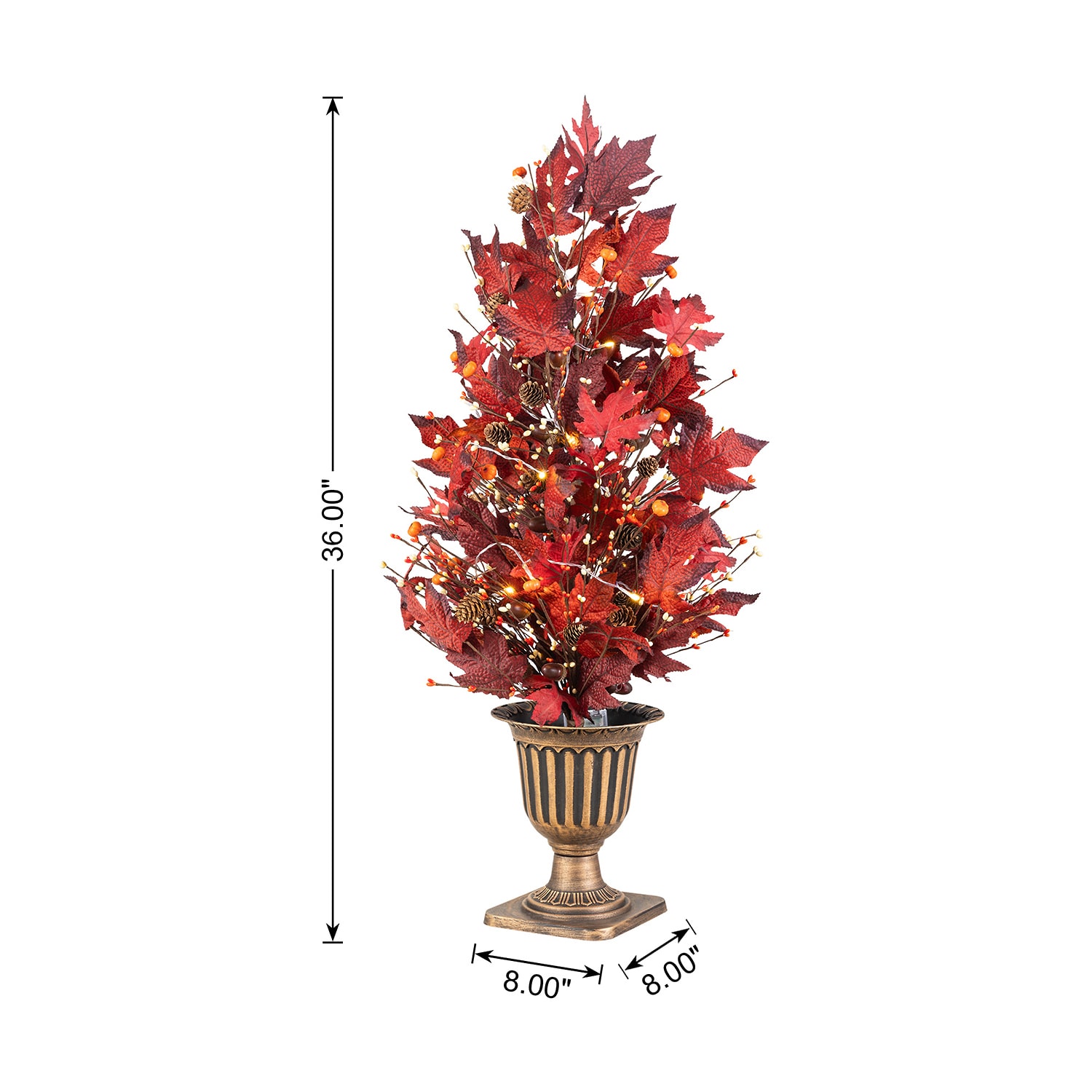 Glitzhome 36" Burgundy Leaves Urn Potted Wreath