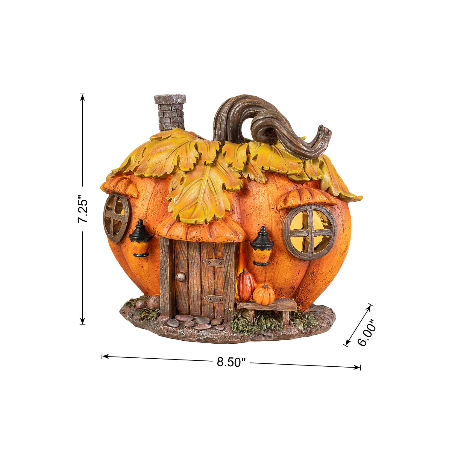 Glitzhome 9" Resin Pumpkin House Thanksgiving Tabletop Decor