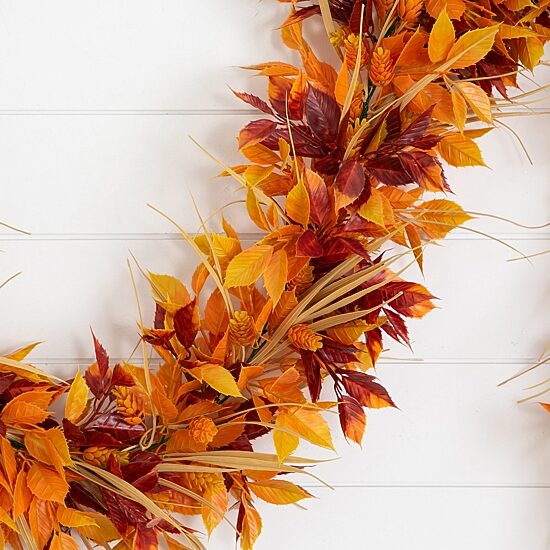 Nearly Natural 6ft Foliage Thanksgiving Indoor Outdoor Garland