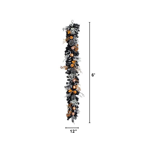 Nearly Natural 6ft Black Hands Spiders Eyeballs Indoor Garland