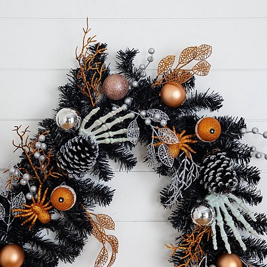Nearly Natural 6ft Black Hands Spiders Eyeballs Indoor Garland