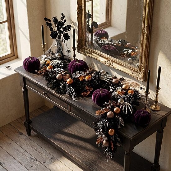 Nearly Natural 6ft Black Hands Spiders Eyeballs Indoor Garland