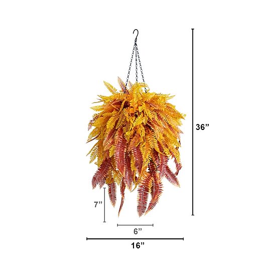 Nearly Natural 36" Fern Thanksgiving Hanging Basket