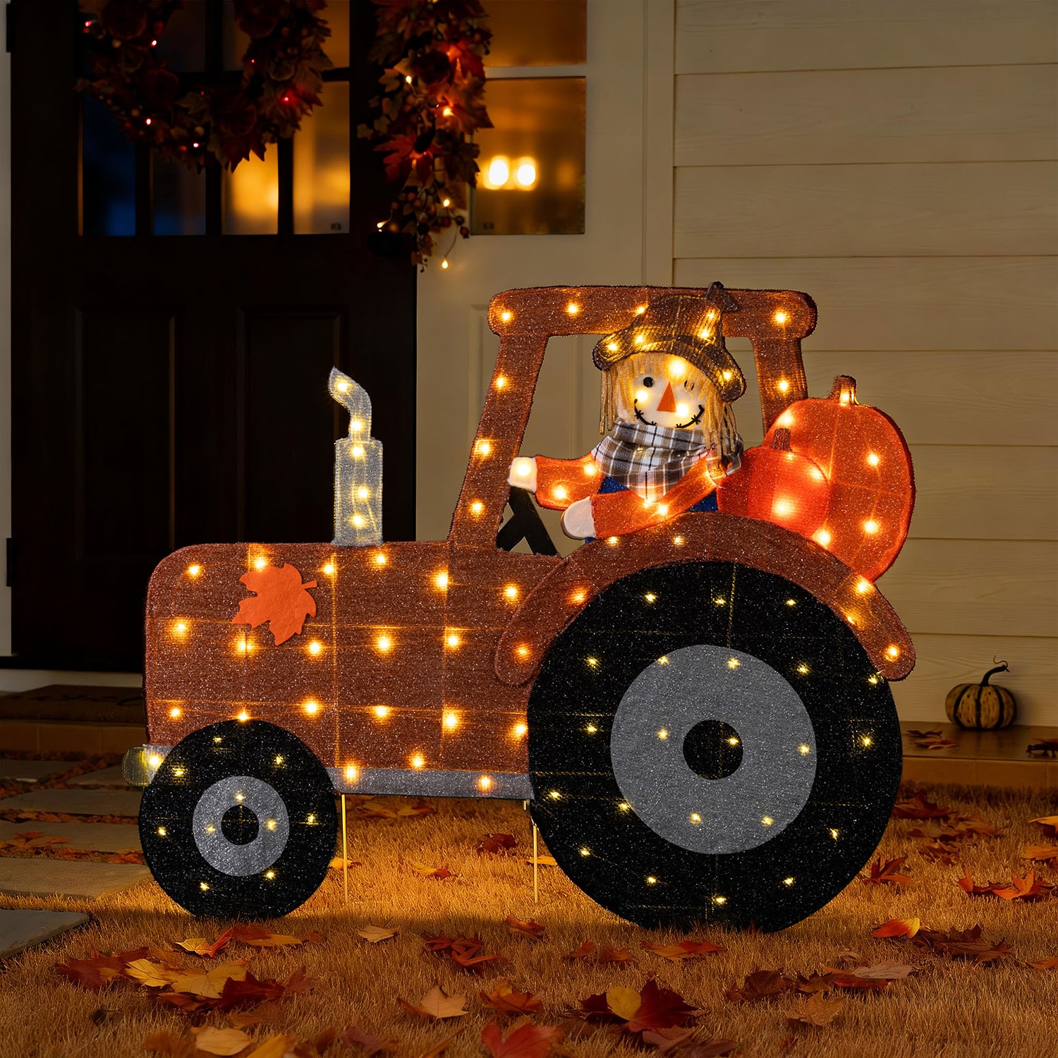 Glitzhome 44" Scarecrow On Tractor Thanksgiving Yard Art