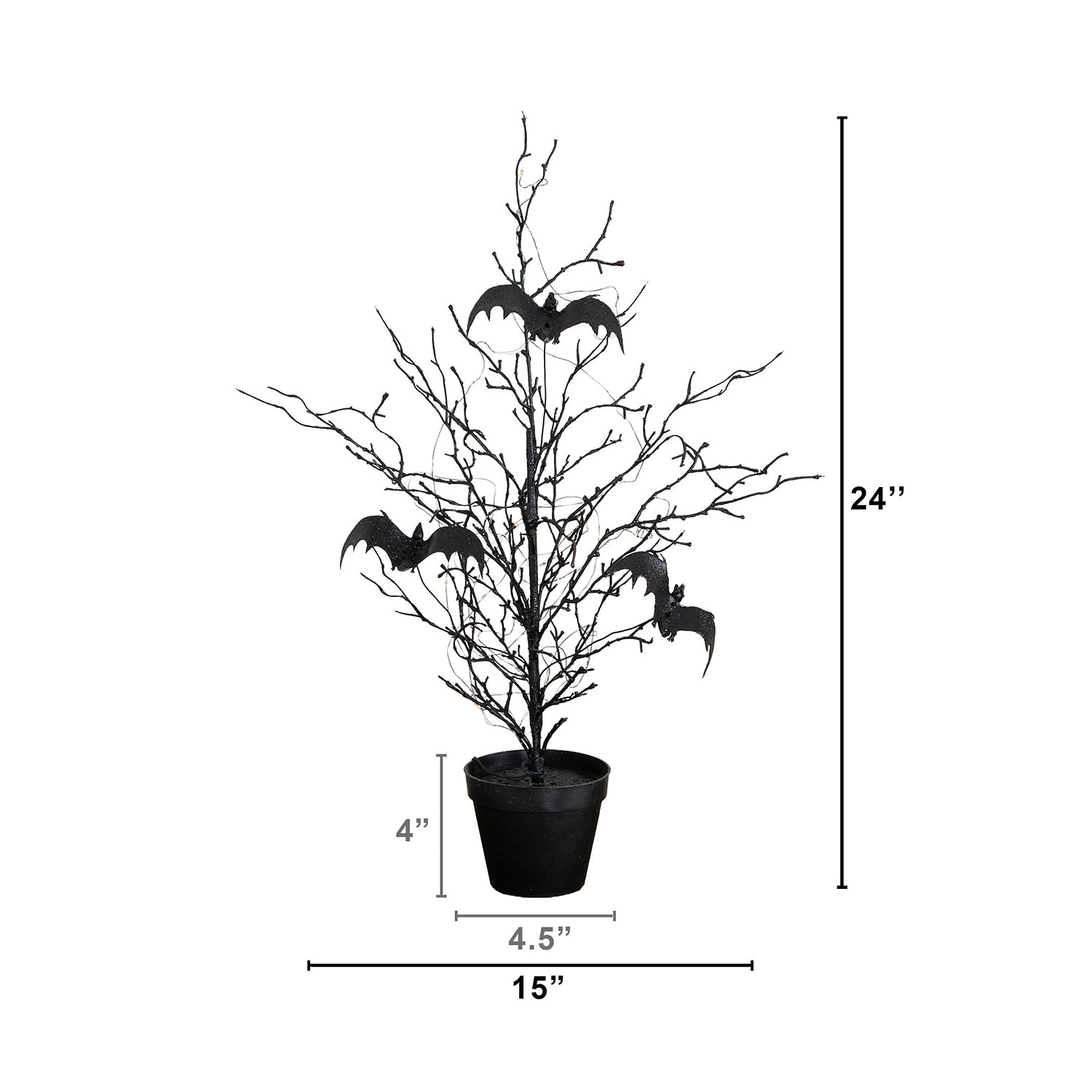 Nearly Natural 2ft Black Twig Bats 40 Indoor Artificial Tree
