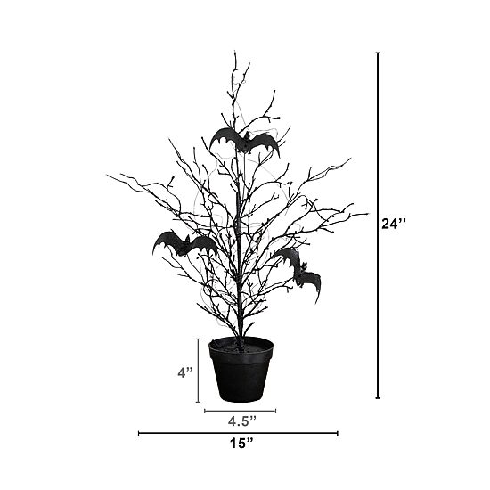 Nearly Natural 2ft Black Twig Bats 40 Indoor Artificial Tree