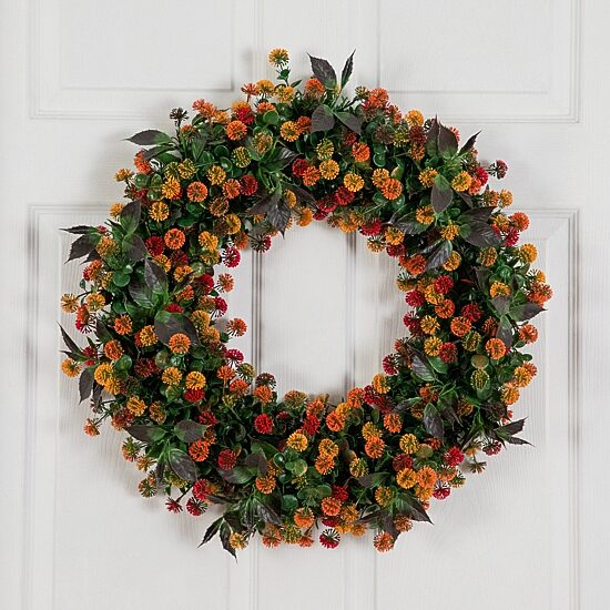Nearly Natural 24" Mum Wreath