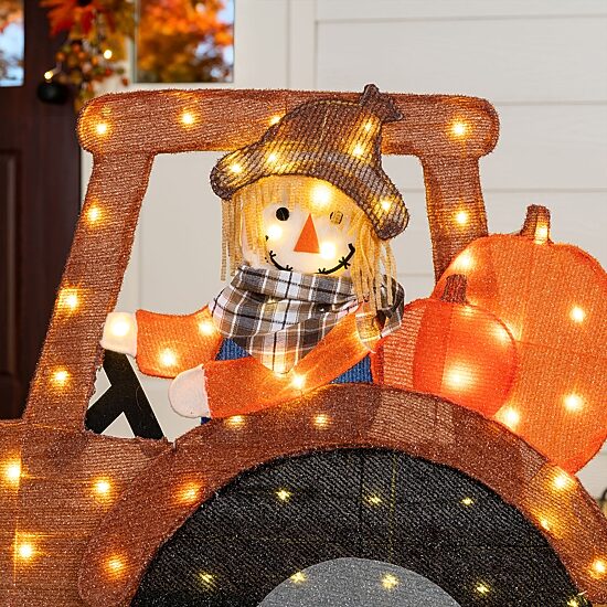 Glitzhome 44" Scarecrow On Tractor Thanksgiving Yard Art