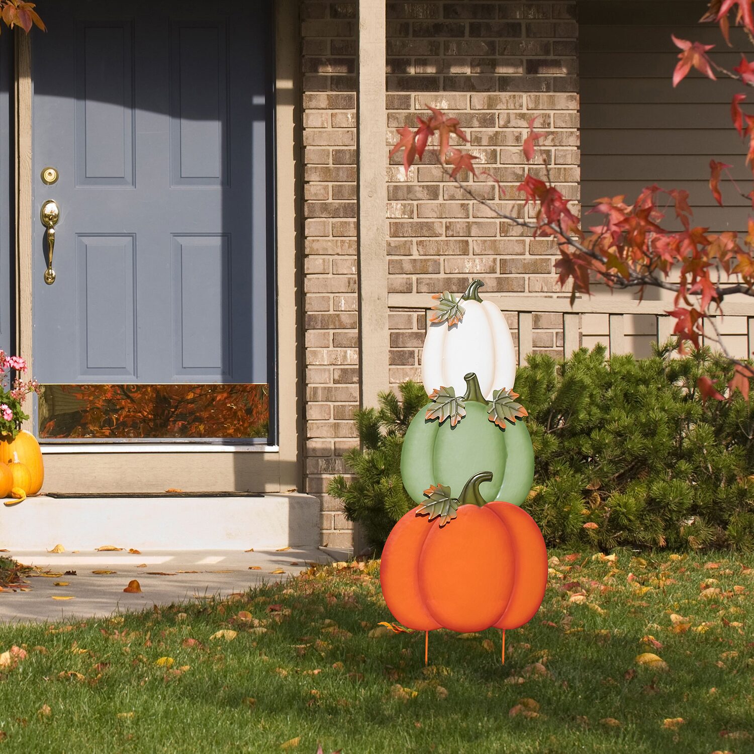 Glitzhome Stacked Pumpkin Thanksgiving Yard Art