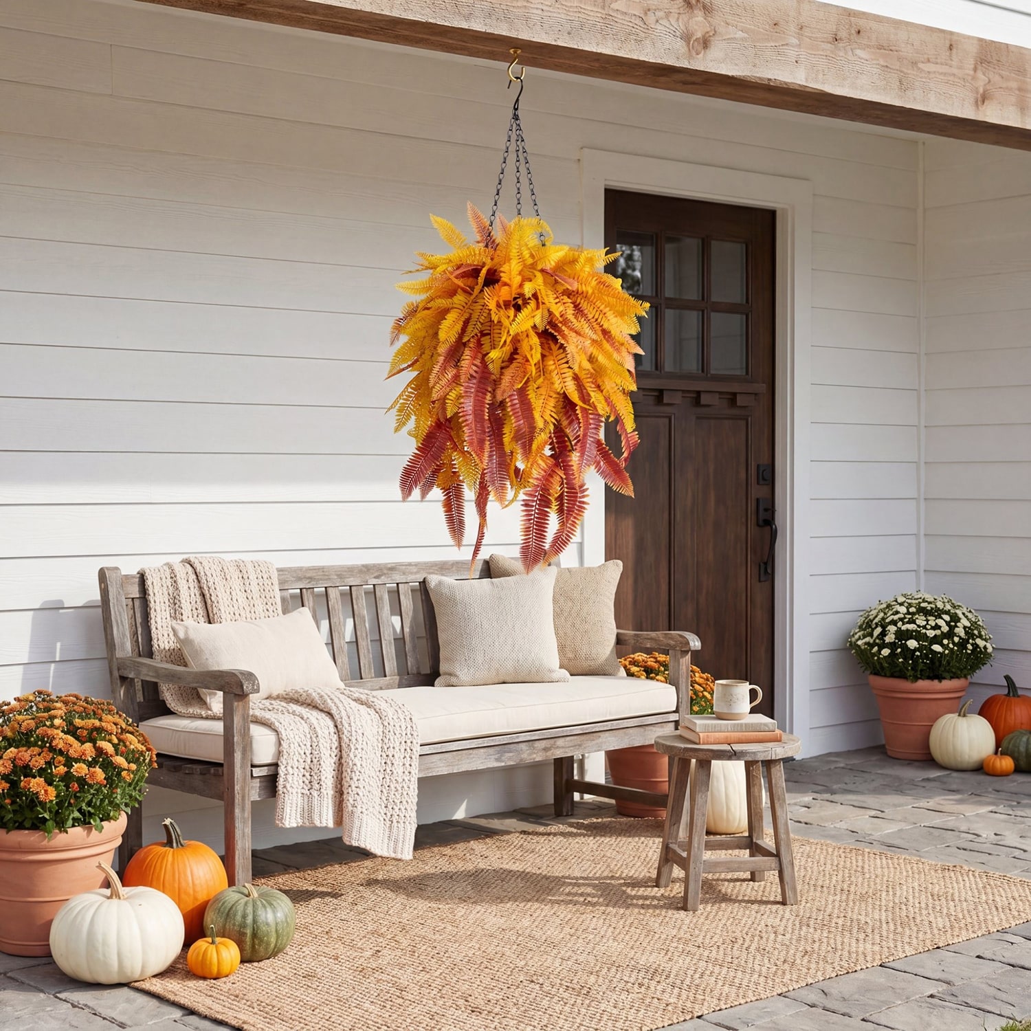 Nearly Natural 36" Fern Thanksgiving Hanging Basket