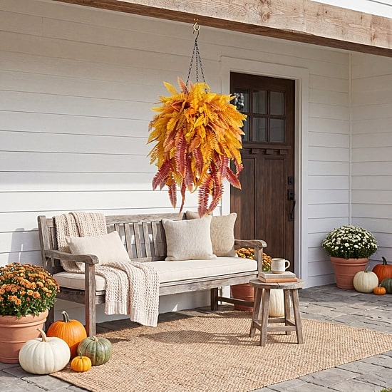 Nearly Natural 36" Fern Thanksgiving Hanging Basket