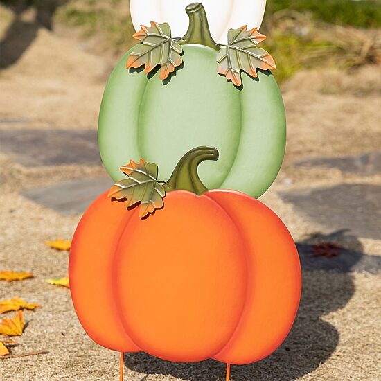 Glitzhome Stacked Pumpkin Thanksgiving Yard Art