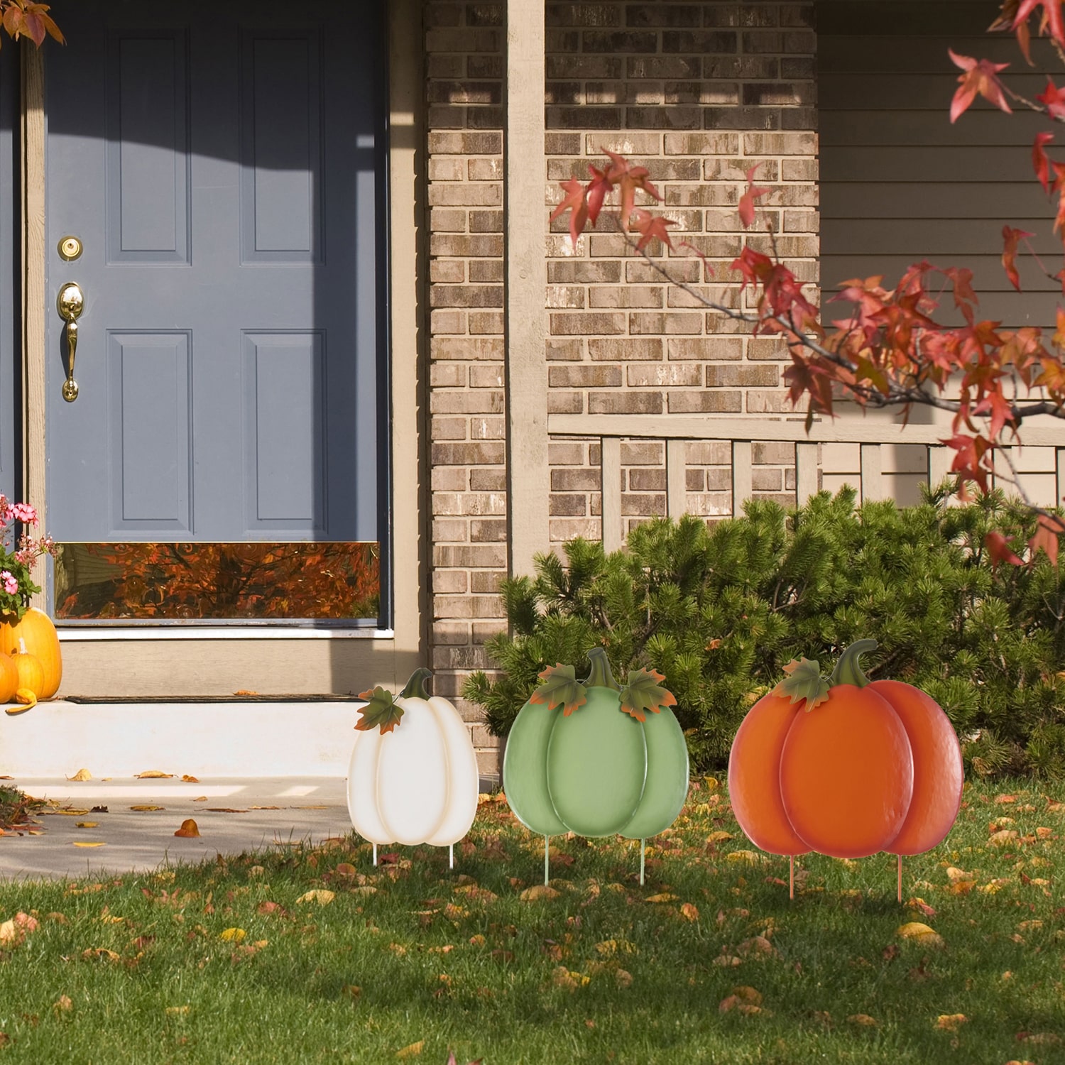 Glitzhome Stacked Pumpkin Thanksgiving Yard Art