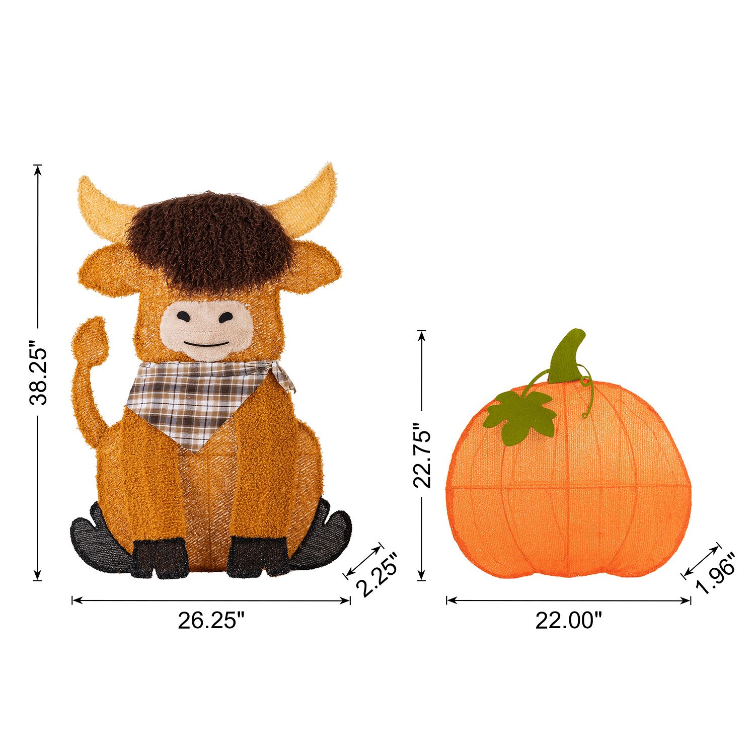 Glitzhome Pumpkin Highland Cow Thanksgiving Yard Art