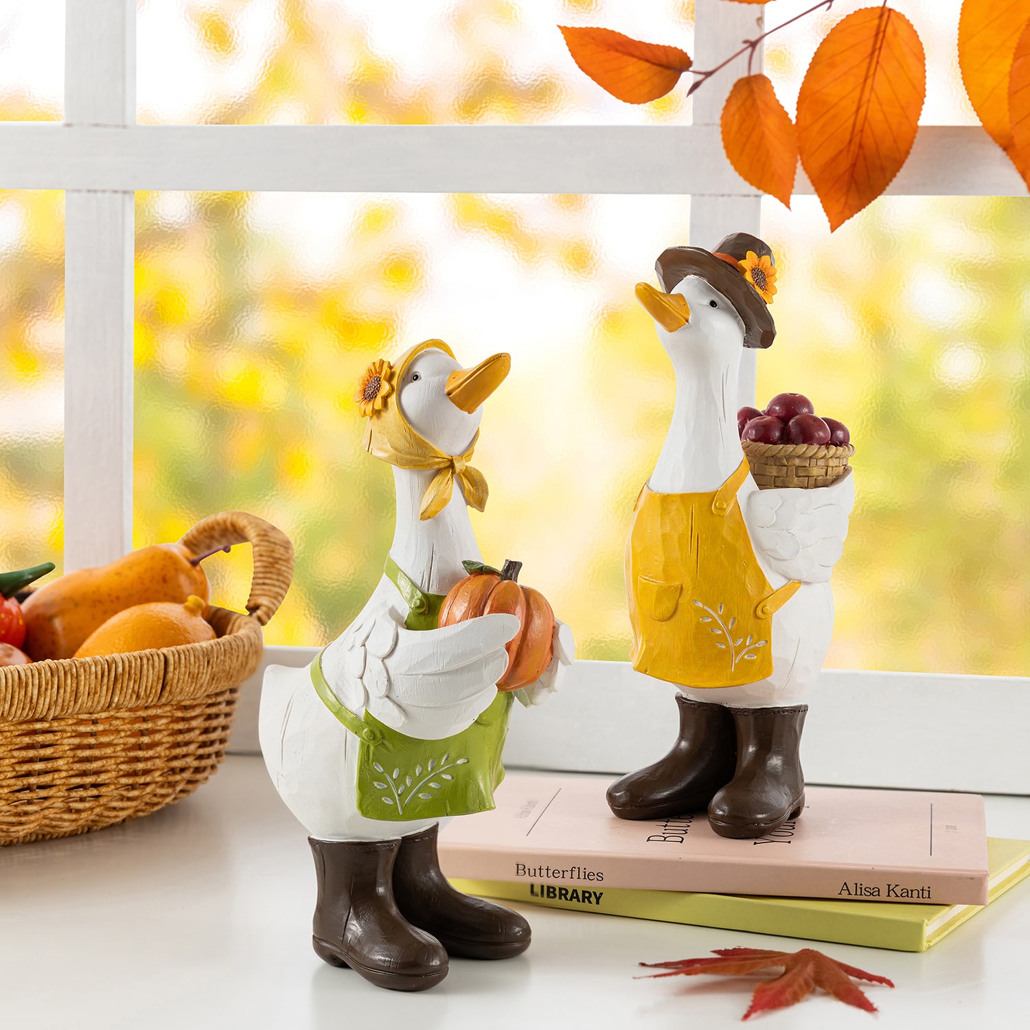 Glitzhome Resin Geese 2-pc. Thanksgiving Tabletop Decor