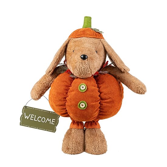 Glitzhome 29" Fabric Pumpkin Dog Tabletop Decor