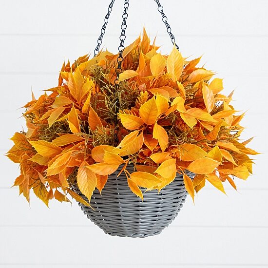 Nearly Natural 22" Foliage Thanksgiving Hanging Basket