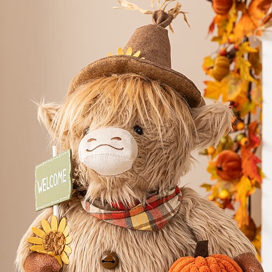 Glitzhome 35" Fabric Highland Cow Tabletop Decor