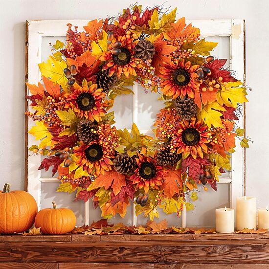 Glitzhome 30" Oversized Sunflower Wreath