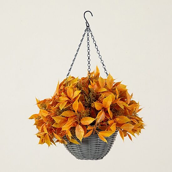 Nearly Natural 22" Foliage Thanksgiving Hanging Basket