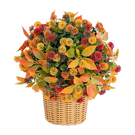 Nearly Natural 14" Mixed Mum Wicker Basket Artificial Plant