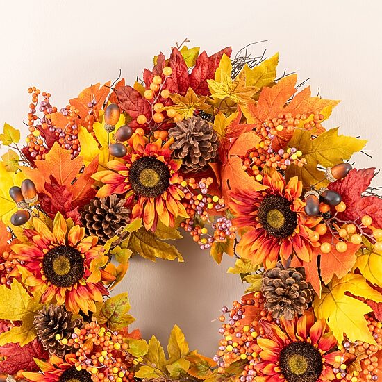 Glitzhome 30" Oversized Sunflower Wreath