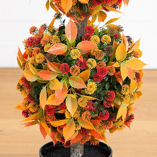 Nearly Natural 3ft Mum Double Thanksgiving Topiary