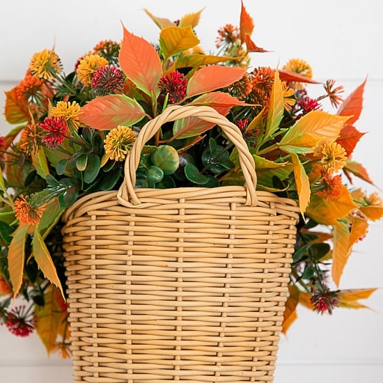 Nearly Natural 14" Mixed Mum Wicker Basket Artificial Plant