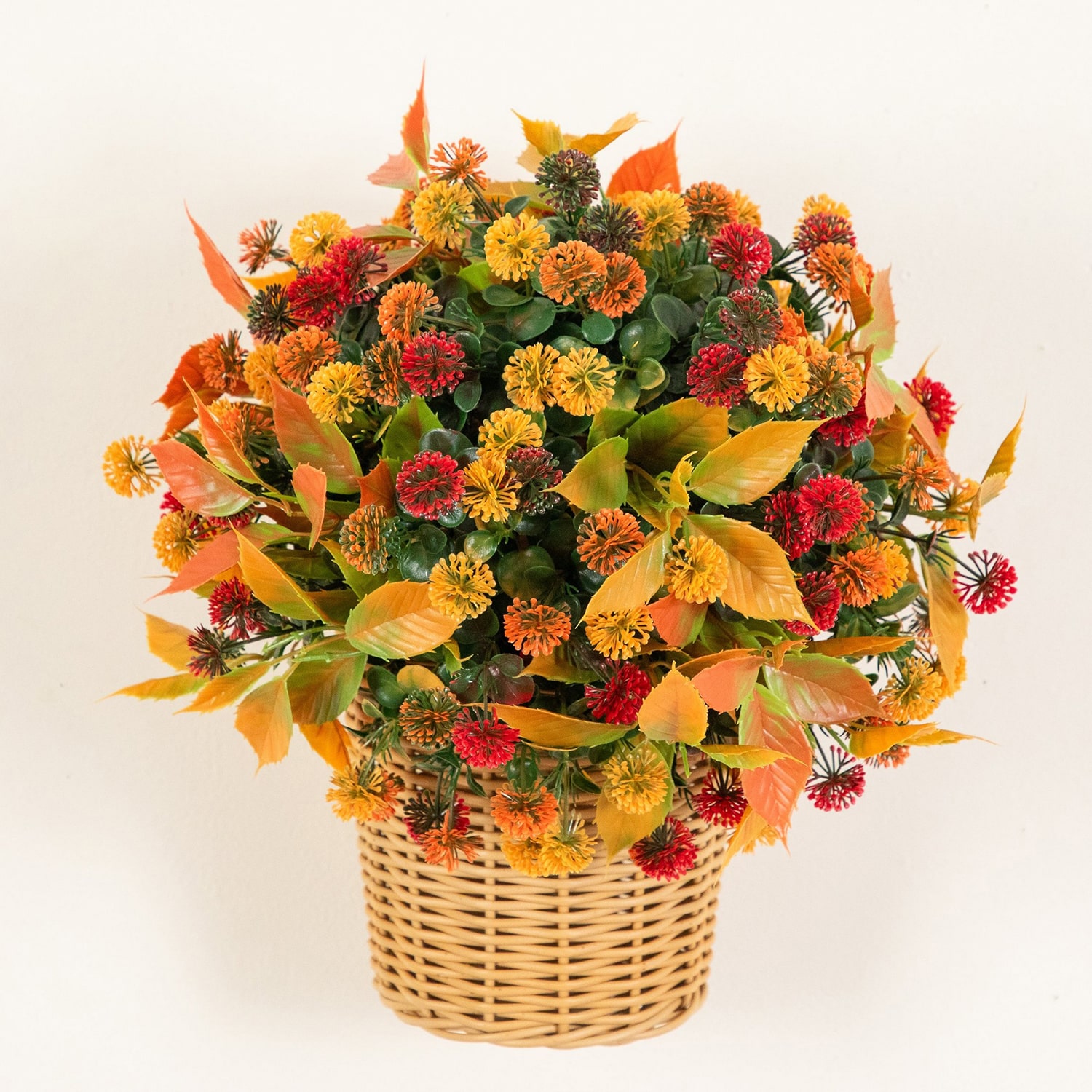 Nearly Natural 14" Mixed Mum Wicker Basket Artificial Plant