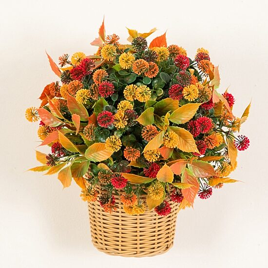 Nearly Natural 14" Mixed Mum Wicker Basket Artificial Plant