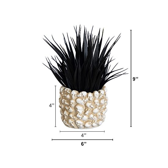 Nearly Natural 9" Black Gothic Skull Artificial Plant