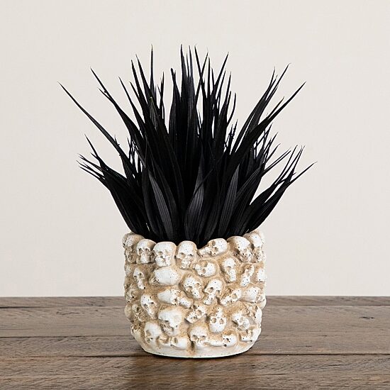 Nearly Natural 9" Black Gothic Skull Artificial Plant
