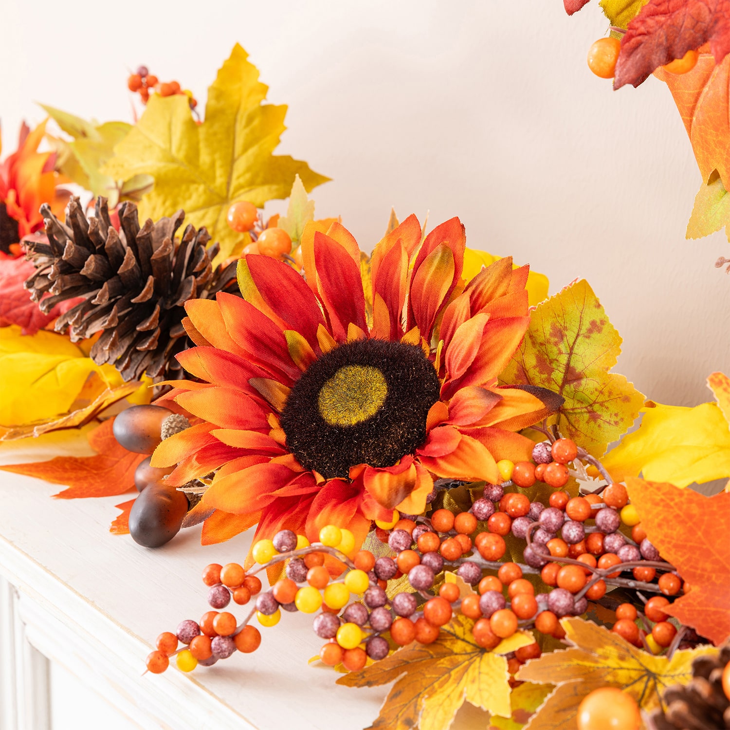 Glitzhome 12" Oversized Sunflower Wreath