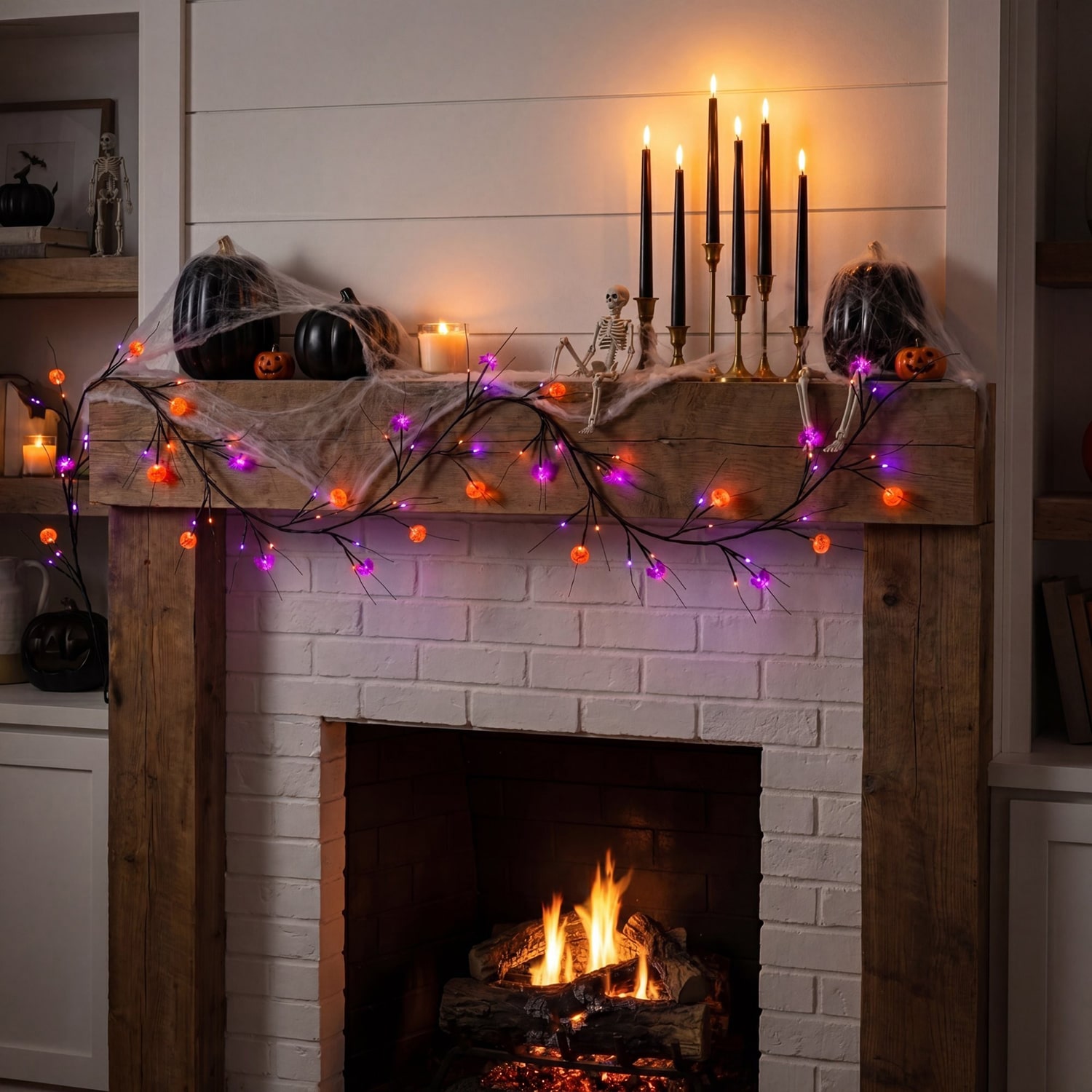 Nearly Natural 7ft Twig 57 Pre-Lit Indoor Garland