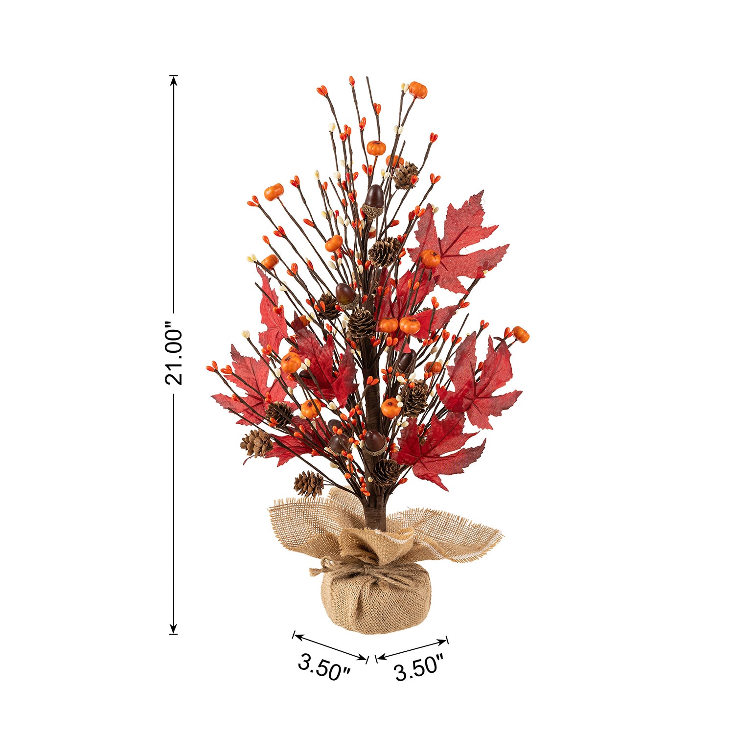 Glitzhome 21" Burgundy Leaves Wreath