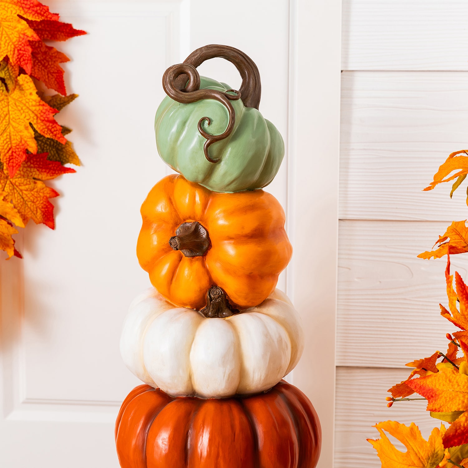 Glitzhome 31" Magnesium Oxide Stacked Pumpkin Thanksgiving Porch Sign