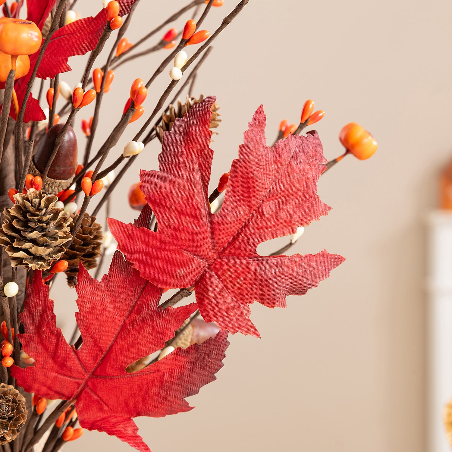 Glitzhome 21" Burgundy Leaves Wreath