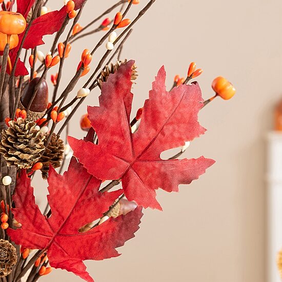 Glitzhome 21" Burgundy Leaves Wreath