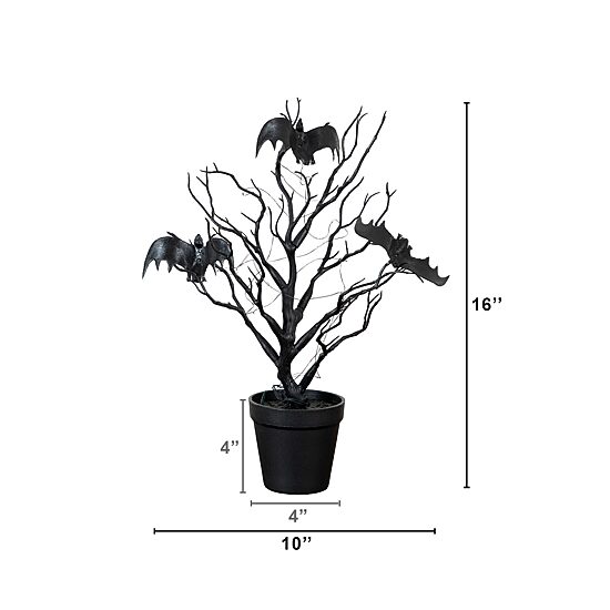 Nearly Natural 16" Black Twig Bats 20 Indoor Artificial Tree