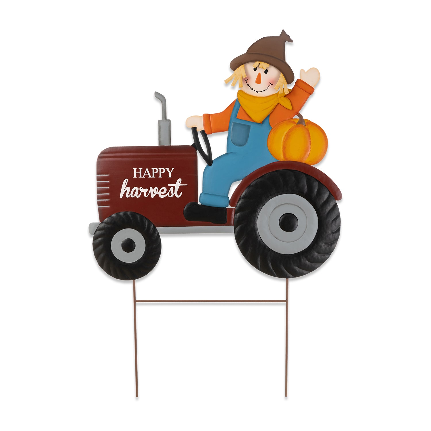 Glitzhome 30" Metal Tractor And Scarecrow Thanksgiving Yard Art