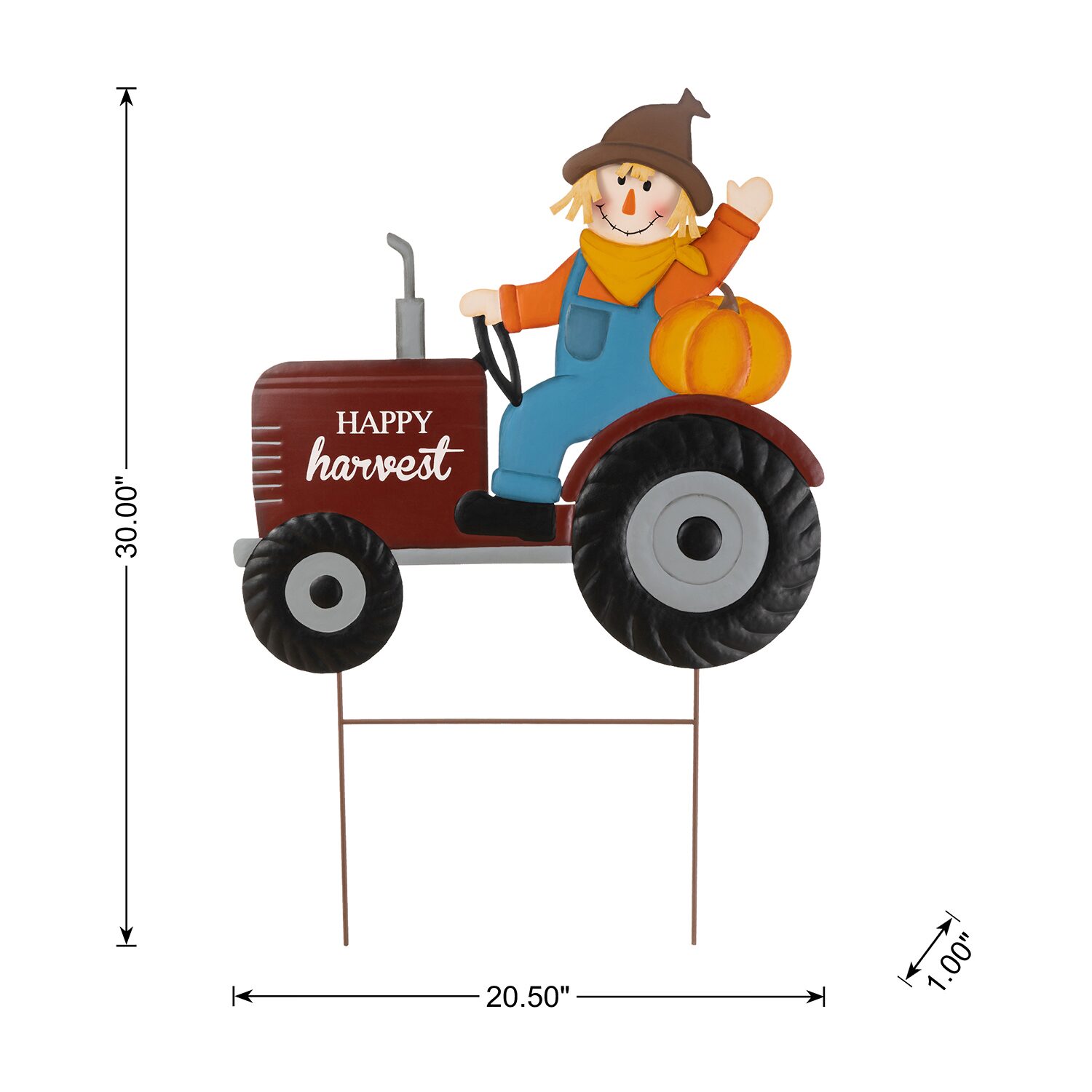 Glitzhome 30" Metal Tractor And Scarecrow Thanksgiving Yard Art