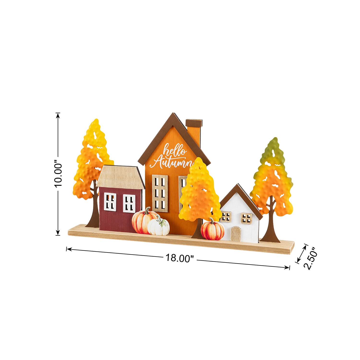 Glitzhome 18" Metal And Wood Village Thanksgiving Tabletop Decor