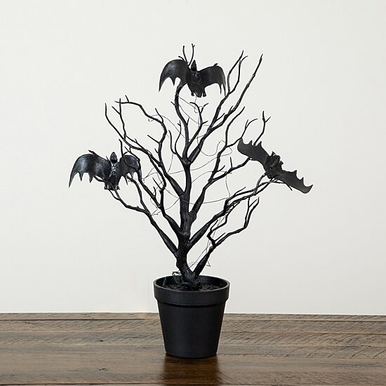 Nearly Natural 16" Black Twig Bats 20 Indoor Artificial Tree