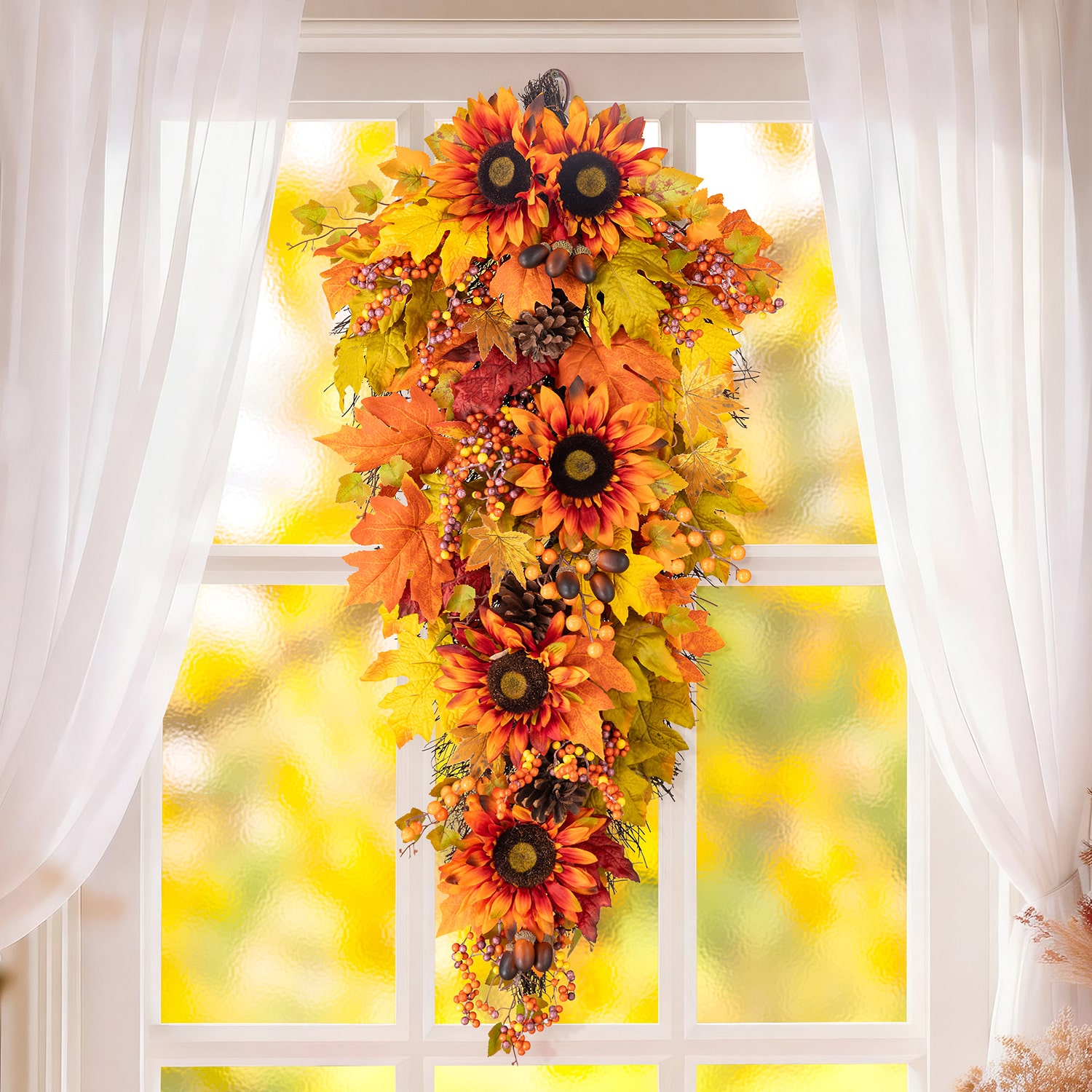 Glitzhome 38" Oversized Sunflower Wreath
