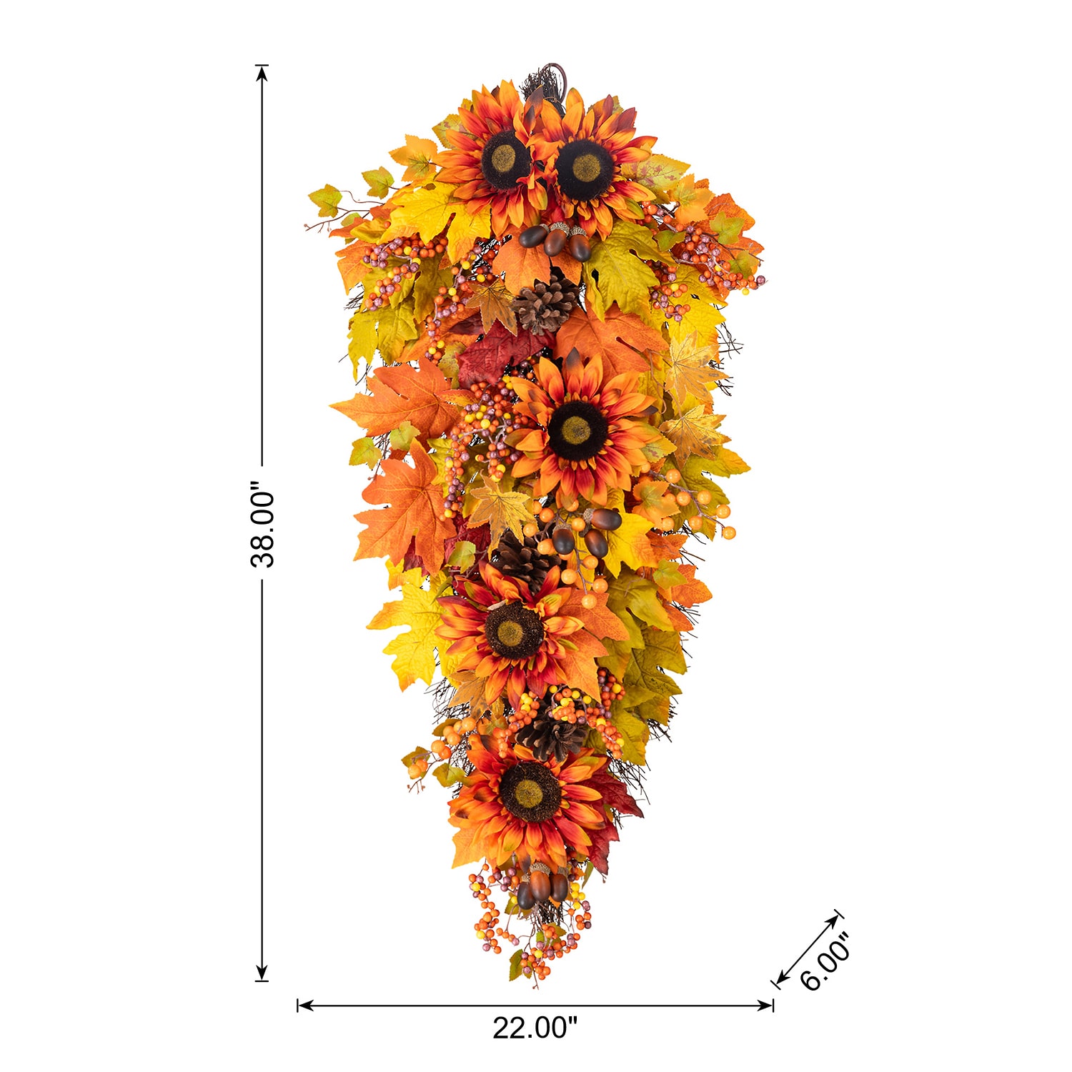 Glitzhome 38" Oversized Sunflower Wreath
